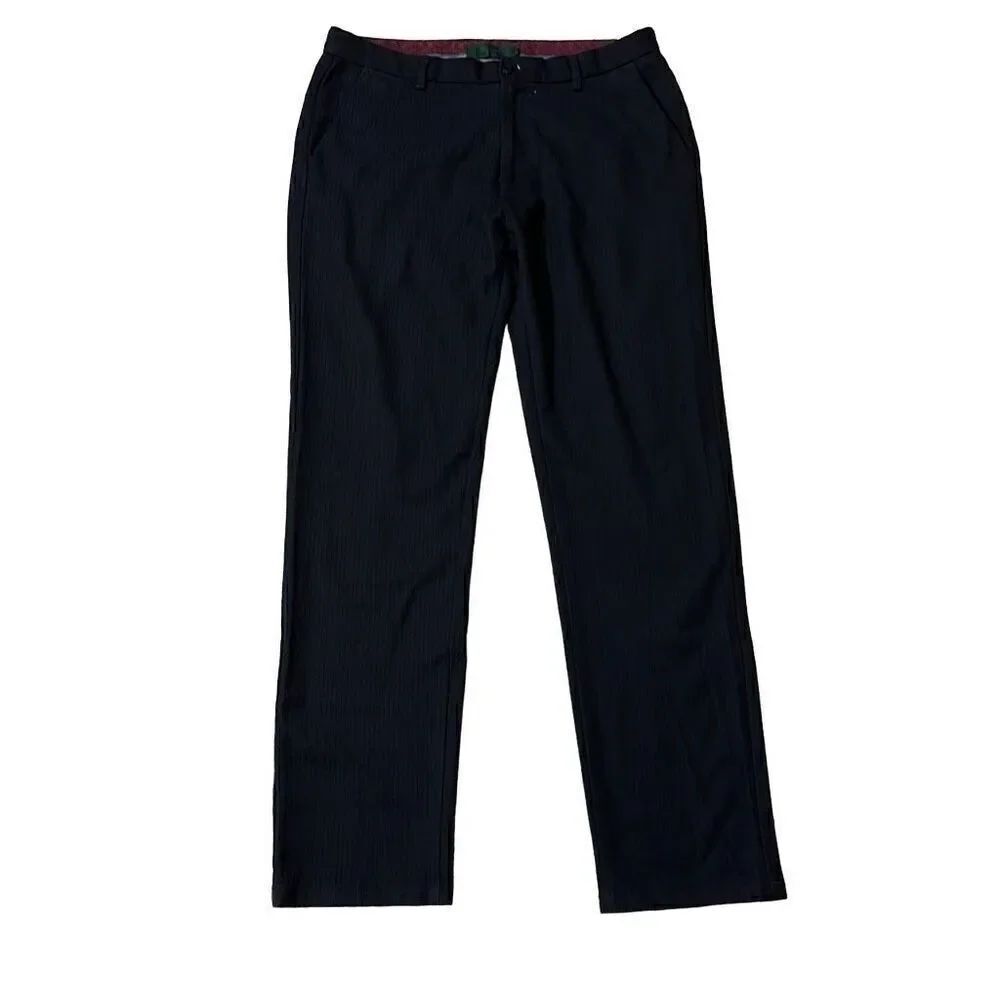 Vermont Milan Mens Navy Blue Slacks Trousers Pockets Dress Pants Size 32